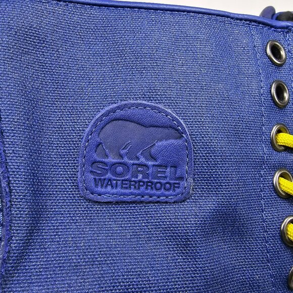 Sorel Womens Waterproof Premium Blue Canvas & Rubber Winter Snow Boots Size 9 - Picture 10 of 11